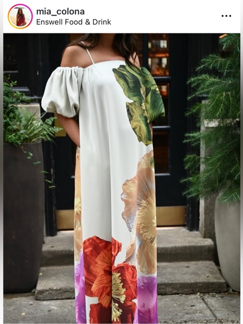 Stine Goya Dress Payton Floral Print Puff Sleeve Asymmetric Maxi Dress